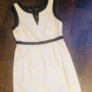 BCBG Maxazria white dress with black accents